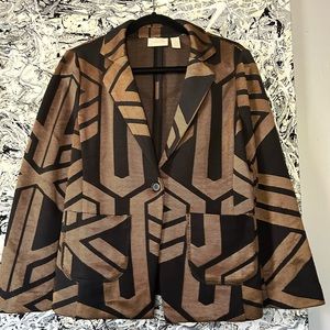 Chicos gorgeous abstract gold and black jacket. Like new. Size 1 petite.